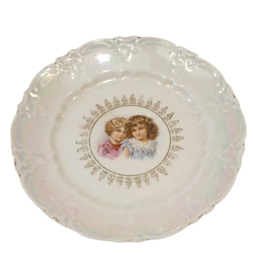 Vintage Decorative Plate with Child Portraits